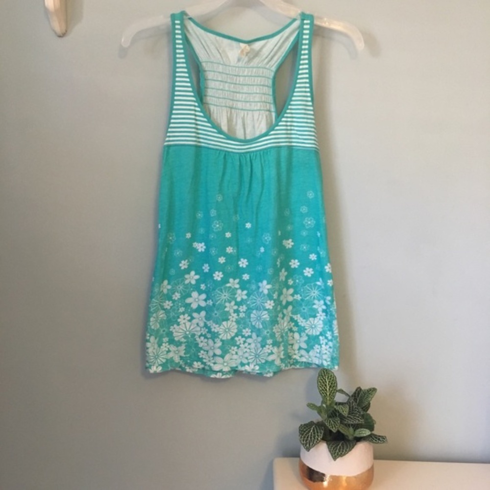 Aeropostale Floral Striped Racerback Tank